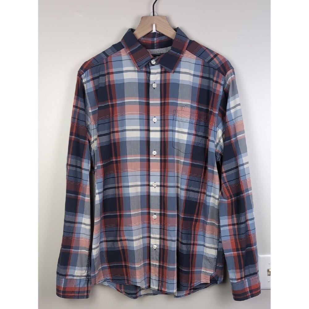The NorthFace | Plaid Long-Sleeve Button Down Shirt | Blue, Red, Grey, White | L